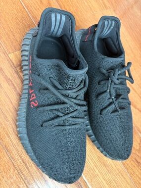 adidas Black Knit Sneakers with Red Accent